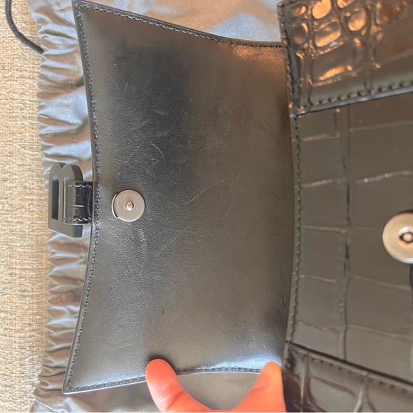 Balenciaga Hourglass Xs Handbag Crocodile Embossed in Black - Picture 8 of 9